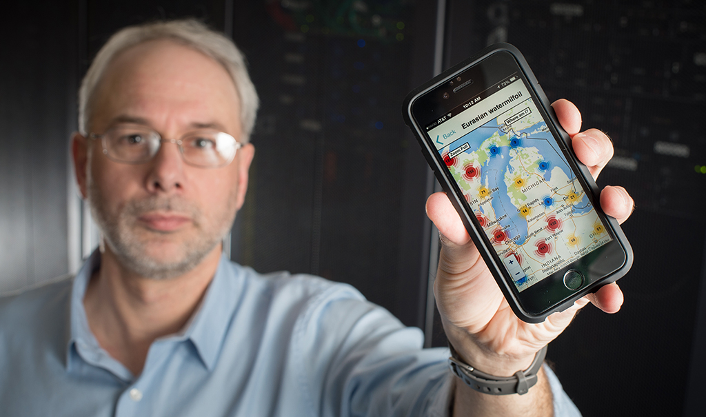 Professor Ziegler with phone app technology